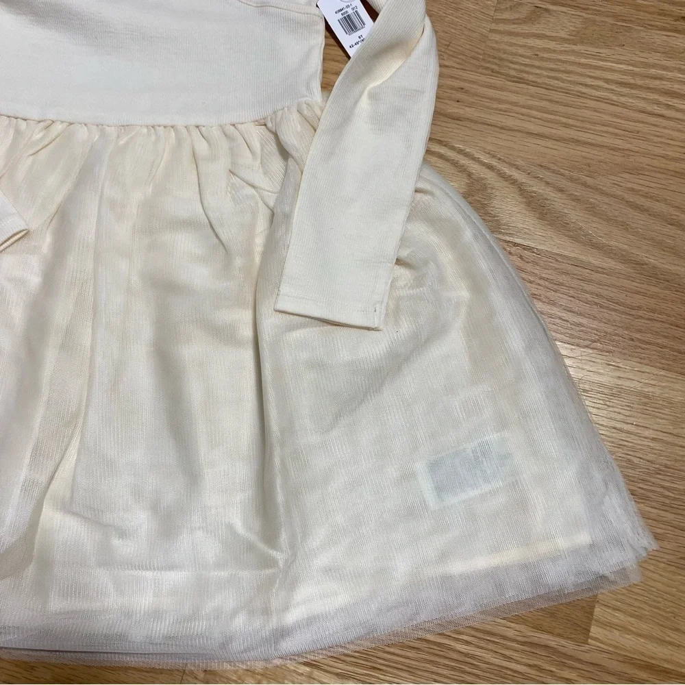Old Navy Ivory White Dress NWT 5T Long Sleeve Faux Wrap Neck A-line Girls